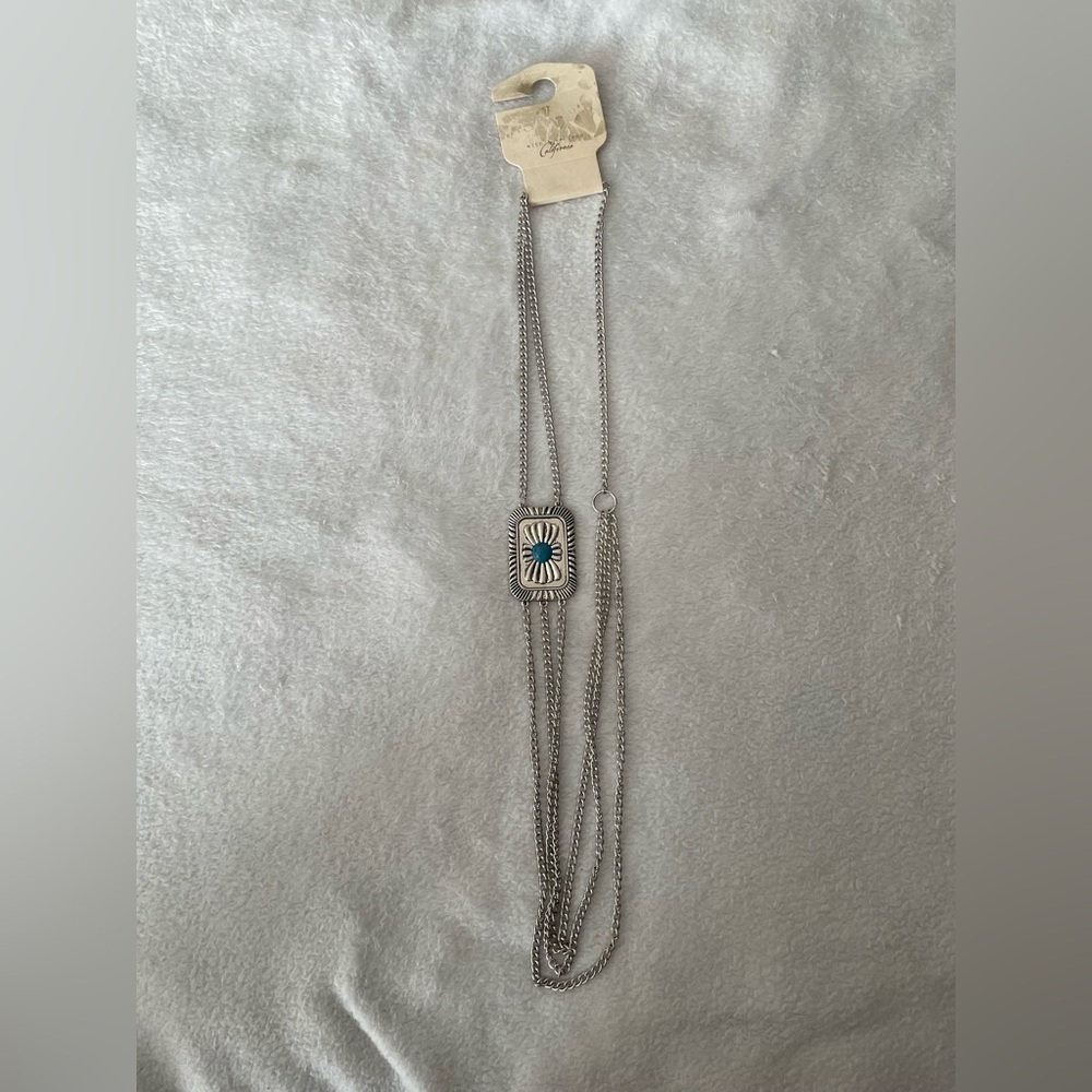 NWT Pacsun Long silver and turquoise necklace